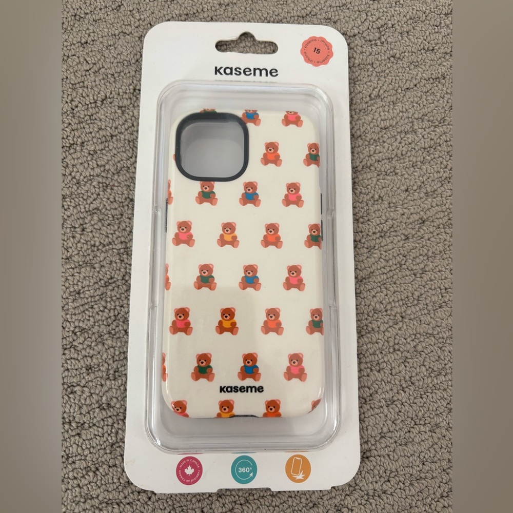 Kaseme Teddy Bear Design Phone Case - Cream